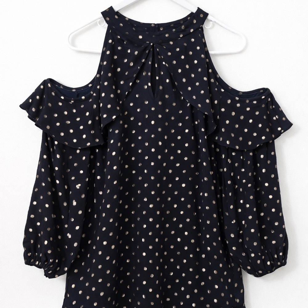 Polka Dot Cold Shoulder Top